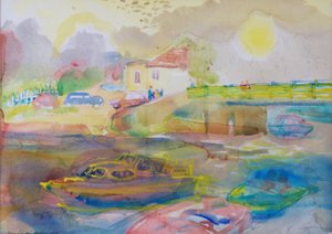 Village by the River, 1989 (wc na papíře) od Brenda Brin Booker