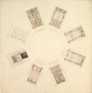 Osmiboká místnost s částečnými výhledy, 19. století. od British Anonymous 19th Century.