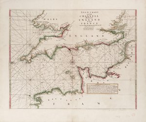 Mapa Lamanšského průlivu mezi Anglií a Francií