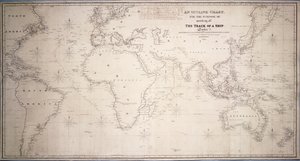 Obrysová mapa, která slouží k vyznačení dráhy lodi. od British School