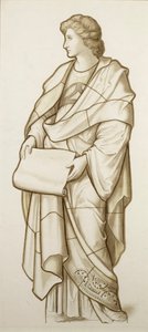 Muse of Literature - Cartoon for Stained Glass, c.1890 (akvarel na papíře) od British School