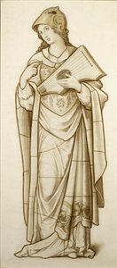 Muse of Lyric Poetry - Cartoon for Stained Glass, c.1890 (akvarel na papíře) od British School