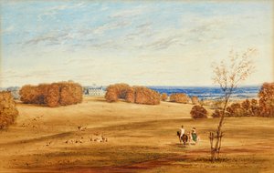 Prospect of Horsley Towers, Surrey (pero, inkoust a akvarel) od British School