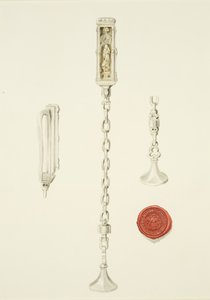Pečeť a řetěz kostela svatého Štěpána, kolem roku 1825 (tužka a akvarel na papíře) od British School