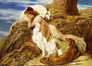Endymion "Ach! dobrý den, proč by měl náš mladý Endymion odpadnout"-Keats, od Briton Riviere