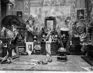 Ateliér florentského malíře Edoarda Gelliho (č/b foto)