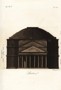 Přední pohled na římský chrám, Pantheon, Řím od Buonajuti Buonajuti