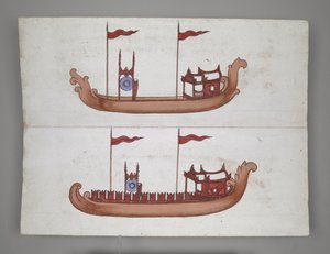 Nebo 14005 Royal Barges and Boats (inkoust, barva a zlato na papíře) od Burmese School