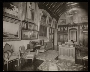 Umělecká galerie panství Helen Gould (pozdní rezidence Jay Gould) v Tarrytown, New York, 1893-94 (stříbrný želatinový tisk) od Byron Company