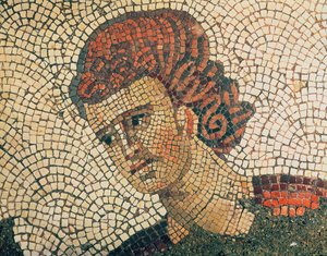 Hlava římského vojáka, podlaha z Velkého císařského paláce, Konstantinopol, 5.-6. století (mozaika) od Byzantine