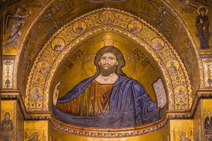 Obrázek Ježíše, katedrála Santa Maria Nuova, Monreale, Sicílie, Itálie, Evropa od Byzantine