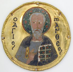 Medailon se svatým Matějem z rámu ikony, cca 1100 (zlato, stříbro a smalt cloisonné) od Byzantine