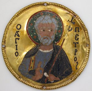 Medailon se svatým Petrem z rámu ikony, cca 1100 (zlato, stříbro a smalt cloisonné) od Byzantine