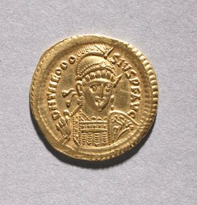 Solidus z Theodosia II. a Valentiniana III od Byzantine