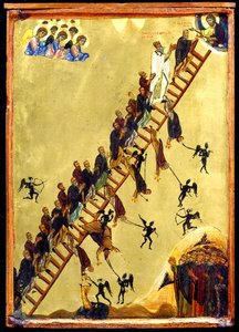 Nebeský žebřík svatého Jana Klimackého (tempera a zlato na dřevě) od Byzantine