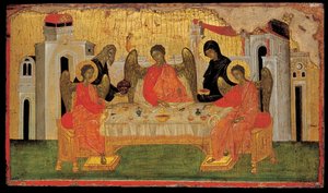 The Hospitality of Abraham Old Testament Trinity, cca 1380 od Byzantine