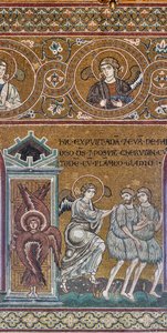 Vyhnání z pozemského ráje, byzantská mozaika, starozákonní cyklus-pozemský ráj, století XII-XIII (mozaika) od Byzantine