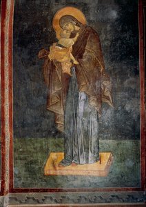 Panna a dítě (freska) od Byzantine Byzantine