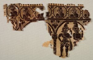 Ozdoba na krku tuniky, 400. léta (tkaní gobelínů s doplňkovým útkovým obalem, nebarvené len a barvená vlna) od Byzantine Period Egyptian