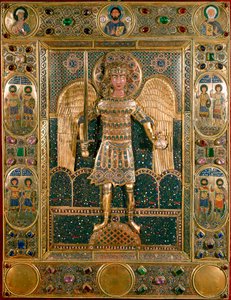 Byzantské umění: Vazba misálu Decoree Reprezentace archanděla svatého Michaela - Zlaté listy a Emaux od Byzantine School
