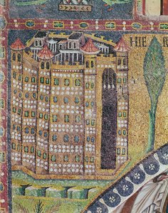 Detail Jeruzaléma (mozaika) od Byzantine School