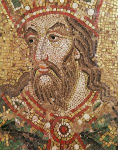 Hlava krále (mozaika) (detail) od Byzantine School