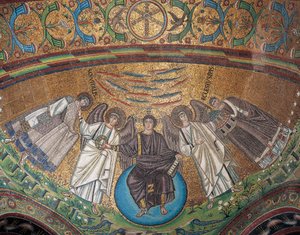 Itálie, Emilia-Romagna, Ravenna, bazilika San Vitale, mozaika povodí Absidial od Byzantine School
