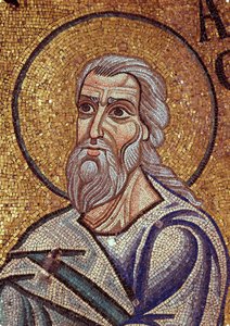 Prorok Habacuc (Habacuc, Habacuc, Habakuk, Abakuk, Havakuk) (7. století př. n. l.). Dílo byzantského mistra, mozaika, detail výzdoby baziliky svatého Marka v Benátkách (Itálie) od Byzantine School