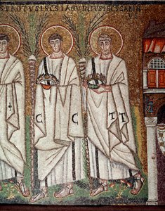 Procesí mučedníků (Detail mozaik, 6. stol.) od Byzantine School