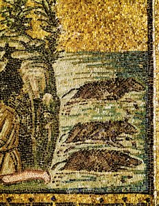 Gadarénská svině aneb vymítání "legie" démonů, 6. století (mozaika) od Byzantine School