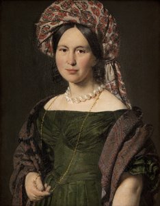 Umělcova žena nosí turban