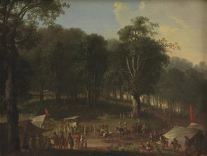 Skupina účinkujících přijíždějící na veletrh v Dyrehavsbakken poblíž Deer Park, severně od Kodaně od C.A. Lorentzen