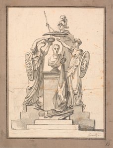 Busta (Fr. VI?) je korunována třemi ženami erby od C.A. Lorentzen