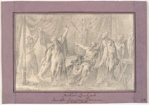 Richard Lví srdce. Scéna z románu "The Talisman" (1825) od Waltera Scotta od C.A. Lorentzen