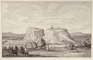 Imaginární pohled na raný Řím, vyrytý B.Barloccini, 1849