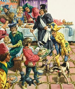 Středověká hostina (kvaš na papíře) od C.L. Doughty