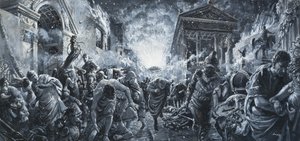 Zkáza města (kvaš na papíře) od C.L. Doughty