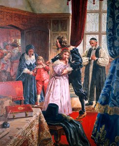 Karel I. - (1600-49) Král mučedník se loučí se svými dětmi (kvaš na papíře) od C.L. Doughty