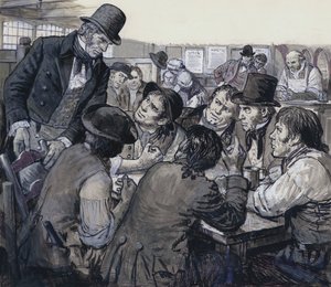 Plukovník Despard verbuje politické nespokojence v pochybných zákoutích londýnského podsvětí (kvaš na papíře) od C.L. Doughty