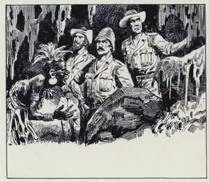 Ilustrace k filmu Doly krále Šalamouna (kvaš na papíře) od C.L. Doughty