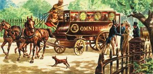 První londýnské autobusy tažené koňmi od C.L. Doughty