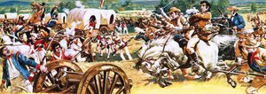 Sam Houston na bílém koni útočí na Mexičany od C.L. Doughty