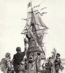 Zlatá laň (kvaš na papíře) od C.L. Doughty