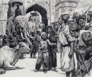 Průvod (kvaš na papíře) od C.L. Doughty