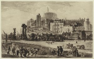Hrad Windsor v osmnáctém století (rytina) od C.O. Murray