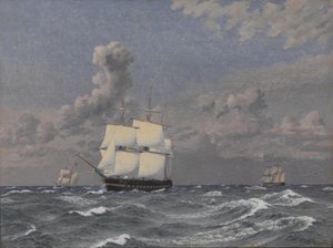 Fregata a některé další lodě křižující od Christoffer Wilhelm Eckersberg