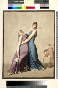 Žena podporuje jinou ženu, která při čtení dopisu omdlela od Christoffer Wilhelm Eckersberg