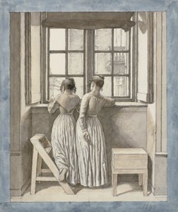 U okna v umělcově ateliéru od Christoffer Wilhelm Eckersberg
