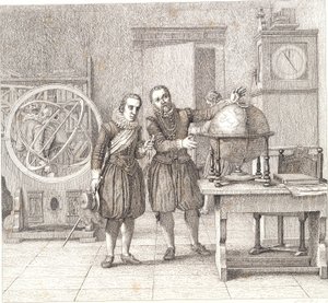 Christian IV navštíví Tycho Brahe v Uranienborgu od Christoffer Wilhelm Eckersberg