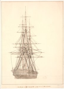 Fregata při pohledu ze zádi od Christoffer Wilhelm Eckersberg